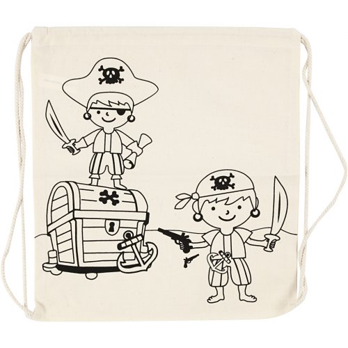 Malá taška se šnůrkou motiv PIRÁTI textil, 37 x 41 cm - obrázek