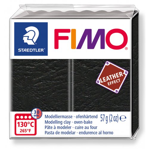 FIMO LEATHER efekt 57g ČERNÁ