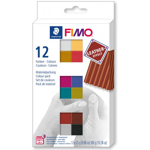 FIMO LEATHER Efekt sada 12 barev 25 g