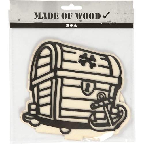 Dřevěná dekorace pro děti k ozdobení PIRÁTSKÁ TRUHLA - obrázek