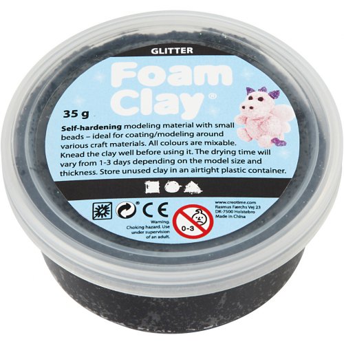 Samotvrdnoucí modelovací pěnová hmota Foam Clay GLITTER ČERNÁ - obrázek