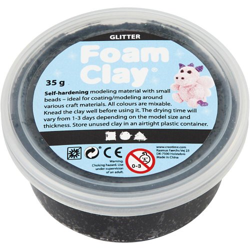 Samotvrdnoucí modelovací pěnová hmota Foam Clay GLITTER ČERNÁ