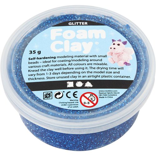 Samotvrdnoucí modelovací pěnová hmota Foam Clay GLITTER MODRÁ