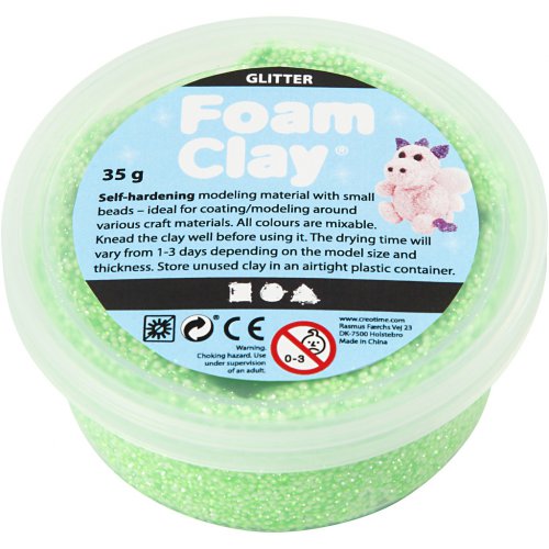 Samotvrdnoucí modelovací pěnová hmota Foam Clay GLITTER ZELENÁ - obrázek