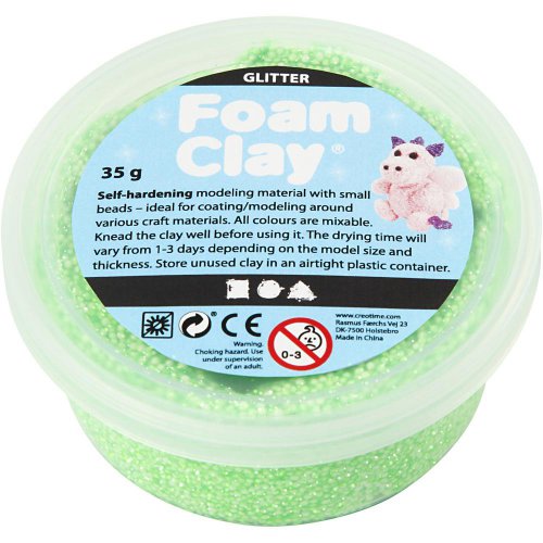 Samotvrdnoucí modelovací pěnová hmota Foam Clay GLITTER ZELENÁ