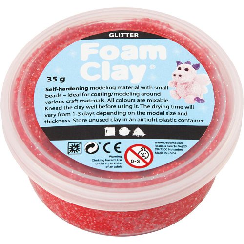 Samotvrdnoucí modelovací pěnová kuličková hmota Foam Clay 35g ČERVENÁ TŘPYTIVÁ