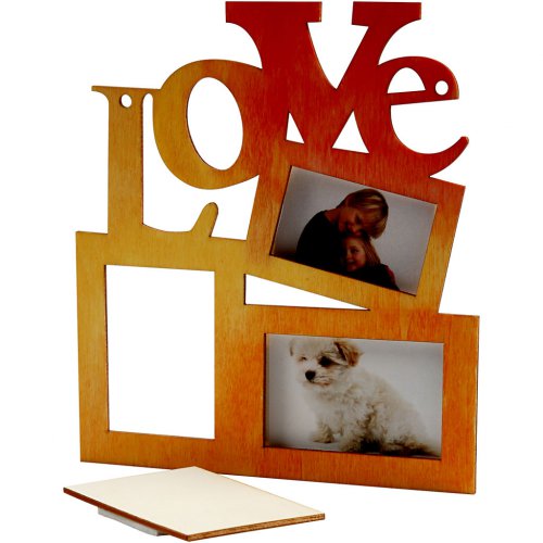 Rám dřevěný s nápisem LOVE 19,7 x 16 cm - obrázek