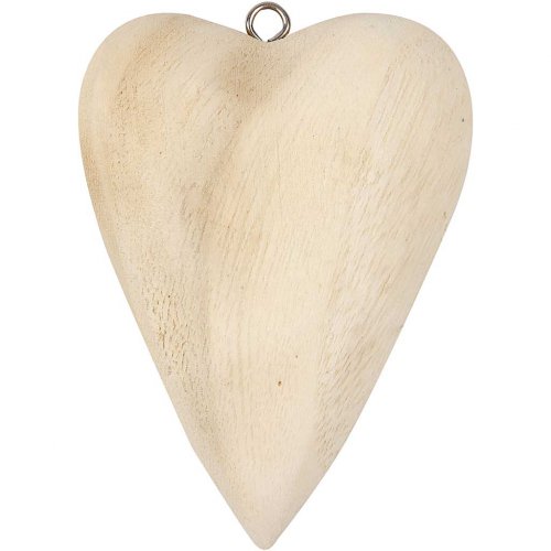 Srdce dřevěné na zavěšení, 11,5 x 8,5 x 3 cm - obrázek