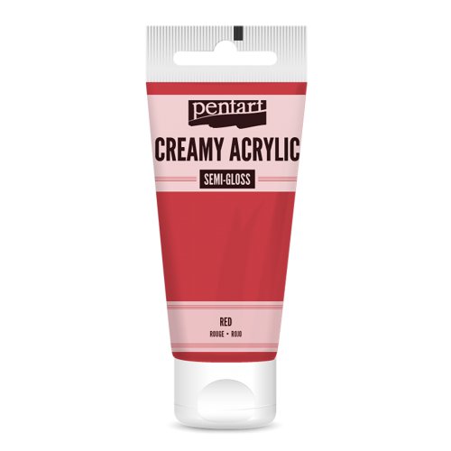 Krémová akrylová barva pololesklá PENTART 60 ml ČERVENÁ