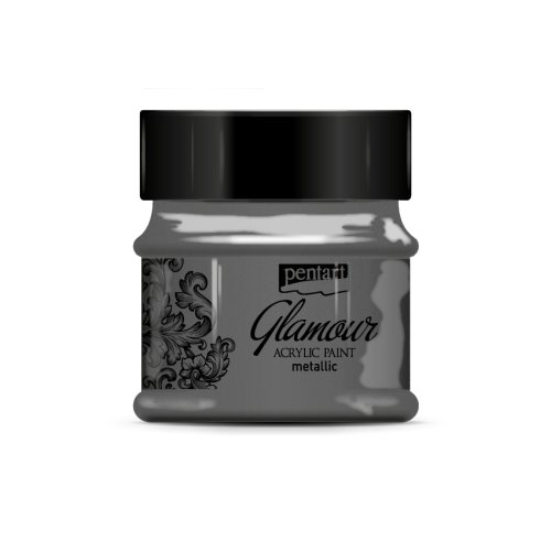 Akrylová barva metalická zářivá PENTART 50 ml ČERNOSTŘÍBRNÁ