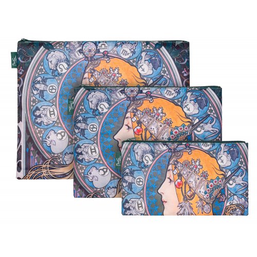 Set 3 taštiček Mucha Zodiac