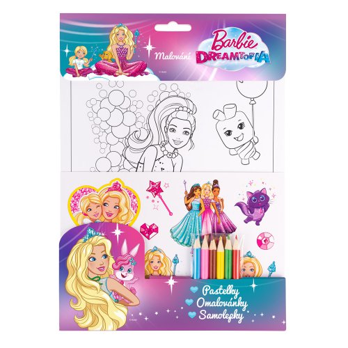BARBIE DREAMTOPIA – Pastelky, omalovánky, samolepky