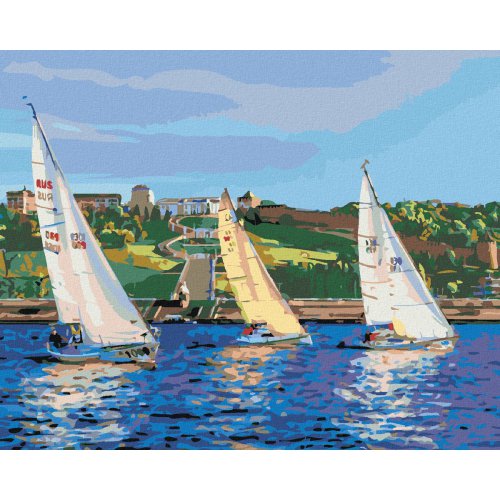 Malování podle čísel - PLACHETNICE VE VLNÁCH 50x40 cm plátno na rámu - 8596530048855_1.jpg
