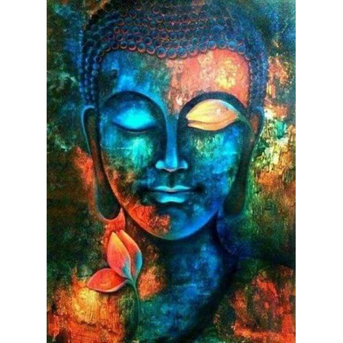 Diamantové malování - BUDDHA RELAXUJÍCÍ bez rámu 40 x 50 cm