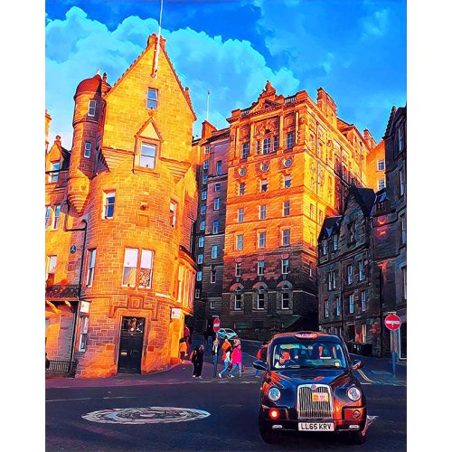 Diamantové malování - ULICE V EDINBURGHU na rámu 40 x 50 cm