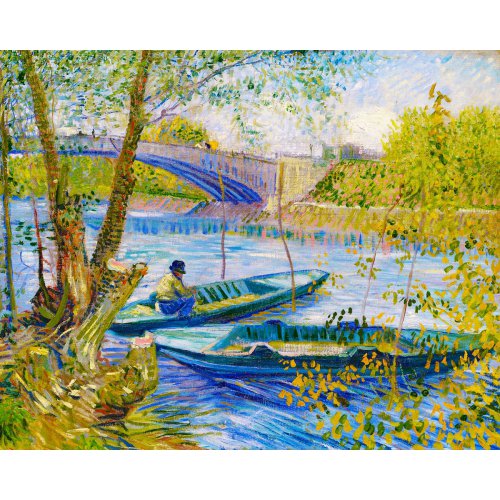 Malování podle čísel - RYBOLOV NA JAŘE, Vincent van Gogh bez rámu 40 x 50 cm