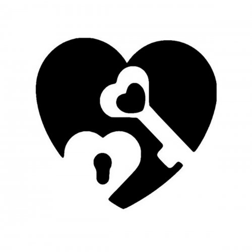 Srdce s klíčem - plastová šablona 14,5x14,5 cm