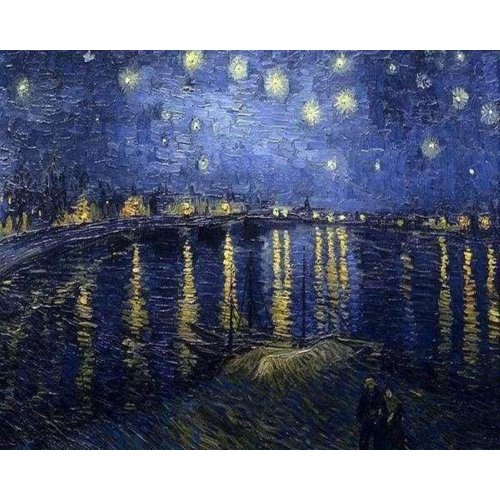 Vyšívání křížkové sada - Van Gogh - Hvězdná noc nad Rhonou 32 x 40 cm