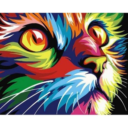 Vyšívání křížkové sada  - Kočka Pop Art 32 x 40 cm
