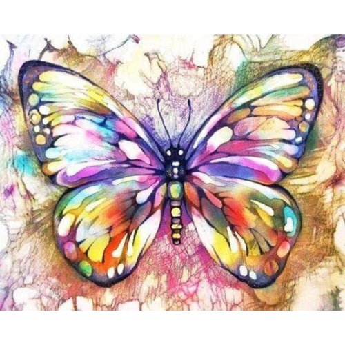 Vyšívání křížkové sada - Motýl a barvy 32 x 40 cm