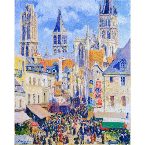 Vyšívání křížkové sada -  Pissarro - Tržiště v Rouen 32 x 40 cm