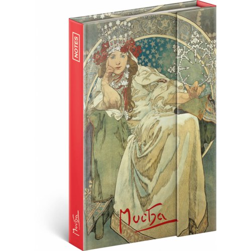 Notes Alfons Mucha – Princezna, linkovaný, 11 × 16 cm