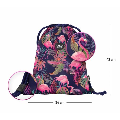 BAAGL SET 3 Flamingo: batoh, penál, sáček - obrázek