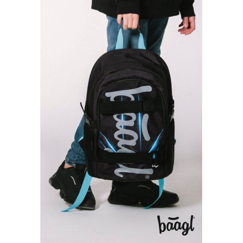 Školní set BAAGL 3 Skate Bluelight: batoh, penál, sáček - obrázek