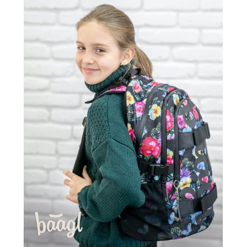 BAAGL Školní batoh Skate Flowers - obrázek