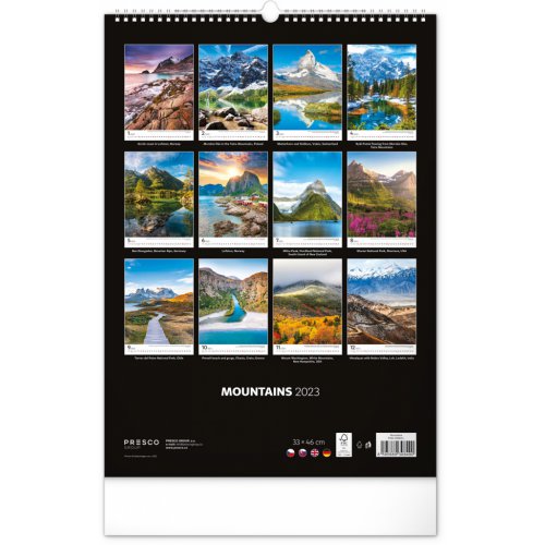 Nástěnný kalendář Hory 2023, 33 × 46 cm - obrázek