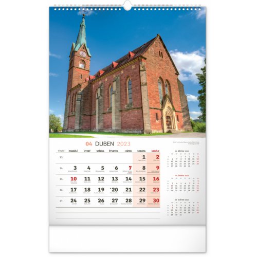 Nástěnný kalendář Kostely a poutní místa 2023, 33 × 46 cm - obrázek