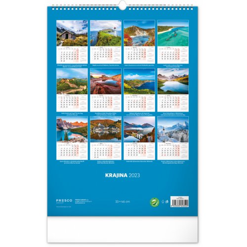 Nástěnný kalendář Krajina 2023, 33 × 46 cm - obrázek