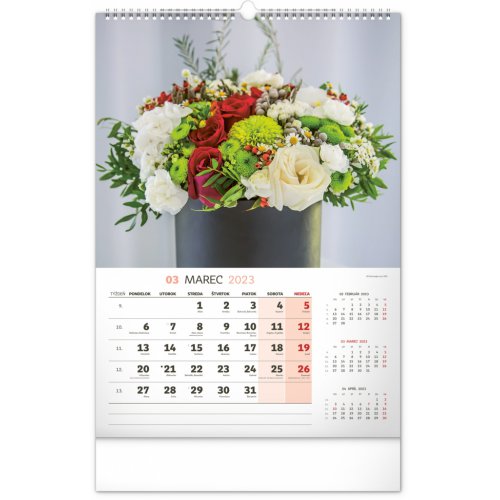 Nástenný kalendár Kvety 2023, 33 × 46 cm - obrázek