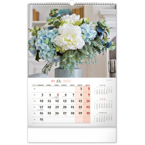Nástenný kalendár Kvety 2023, 33 × 46 cm - obrázek