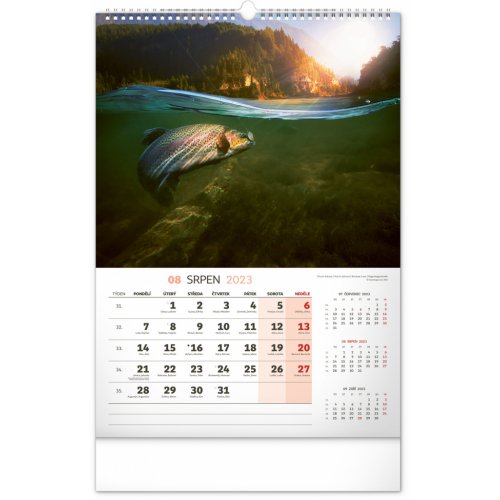 Nástěnný kalendář Rybářský 2023, 33 × 46 cm - obrázek