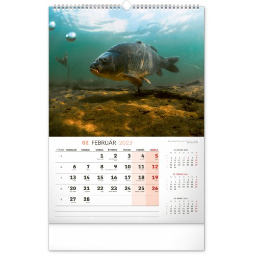 Nástenný kalendár Rybársky 2023, 33 × 46 cm - obrázek