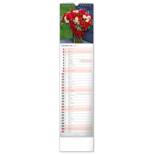 Nástěnný kalendář Květiny – Kvety 2023, 12 × 48 cm - obrázek