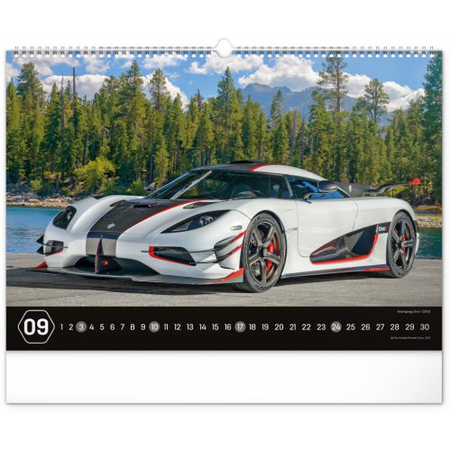 Nástěnný kalendář Auta 2023, 48 × 33 cm - obrázek