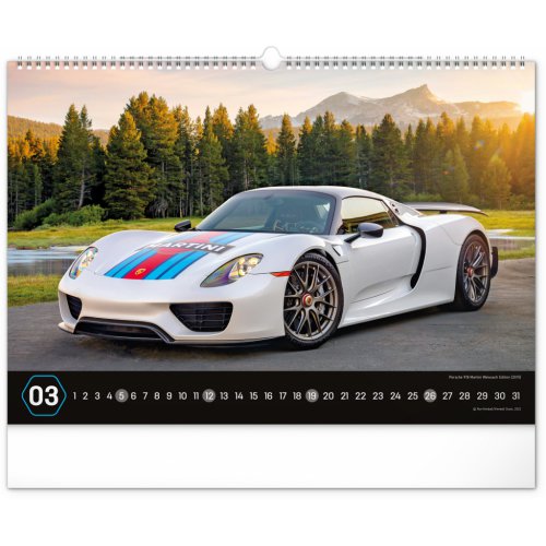 Nástěnný kalendář Auta 2023, 48 × 33 cm - obrázek