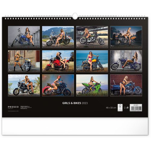 Nástěnný kalendář Girls & Bikes 2023, 48 × 33 cm - obrázek