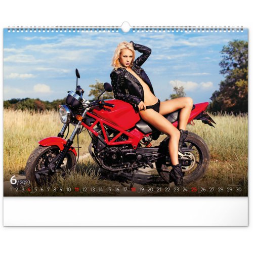 Nástěnný kalendář Girls & Bikes 2023, 48 × 33 cm - obrázek