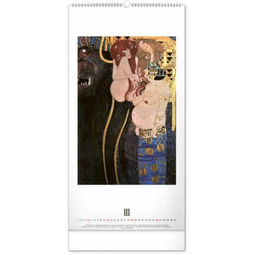 Nástěnný kalendář Gustav Klimt 2023, 33 × 64 cm - obrázek