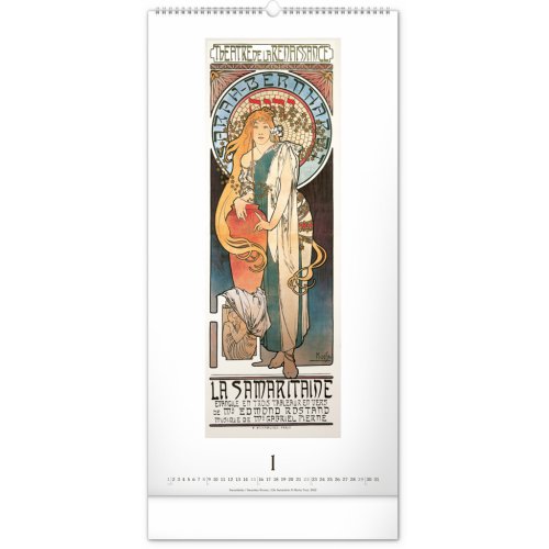 Nástěnný kalendář Alfons Mucha 2023, 33 × 64 cm - obrázek