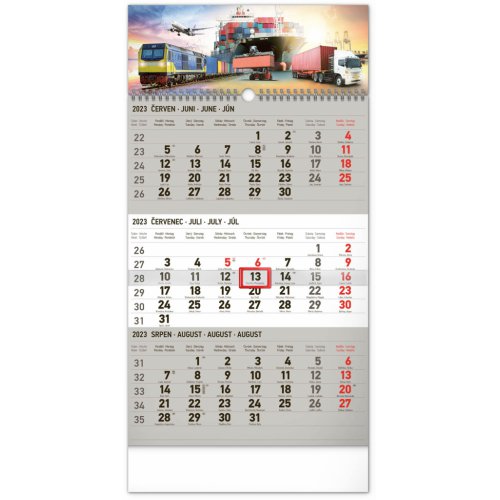 Nástěnný kalendář 3měsíční Spedice šedý – s českými jmény 2023, 29,5 × 43 cm