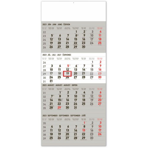 Nástenný kalendár 4-mesačný štandard 2023, 29,5 × 57 cm