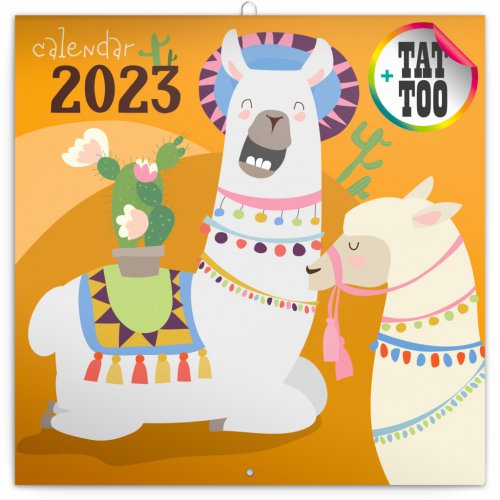 Poznámkový kalendář Šťastné lamy 2023, 30 × 30 cm