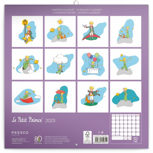 Poznámkový kalendář Malý princ 2023, 30 × 30 cm - obrázek
