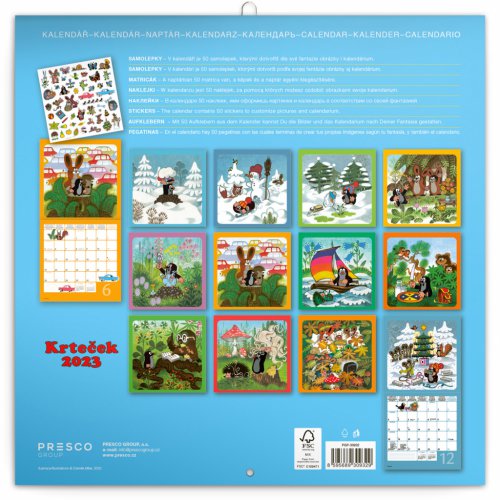 Poznámkový kalendář Krteček 2023, s 50 samolepkami, 30 × 30 cm - obrázek