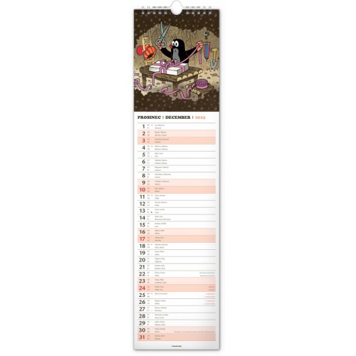 Nástěnný kalendář Krteček – Krtko 2023, 12 × 48 cm - obrázek