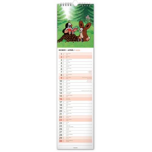Nástěnný kalendář Krteček – Krtko 2023, 12 × 48 cm - obrázek
